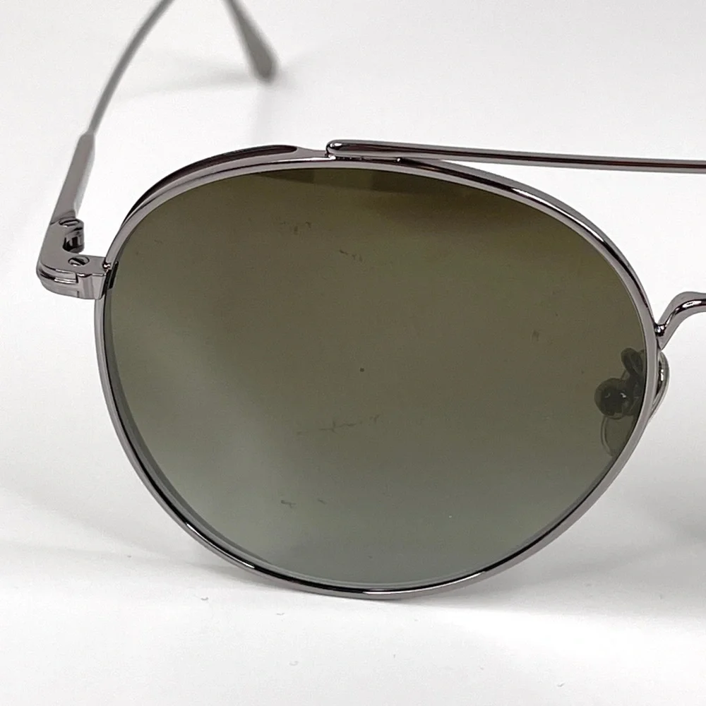 TOM FORD Declan Sunglasses NEW Shiny Light Ruthenium / Green Made In Italy